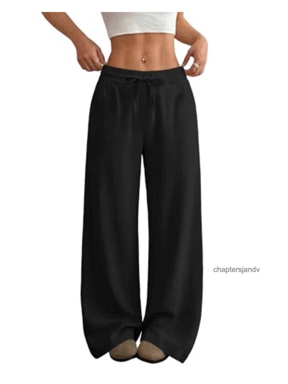 Womens Linen Wide Leg Palazzo Pants Drawstring High Waist Flowy Beach Trousers